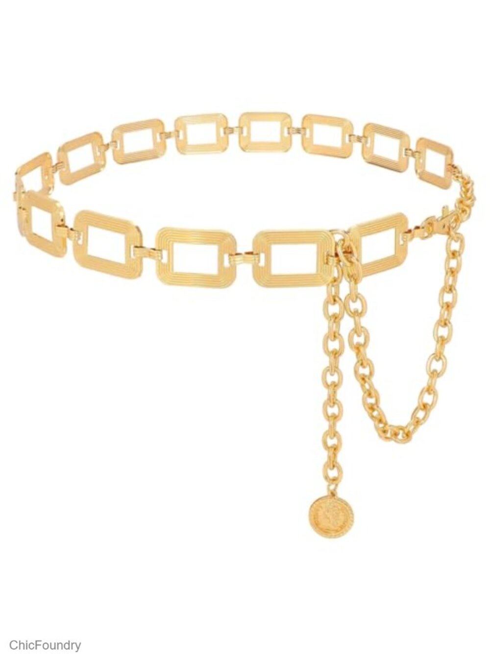 Women's Metal Waist Chain Belt Adjustable Link Body Belt for Jeans Dress Gold